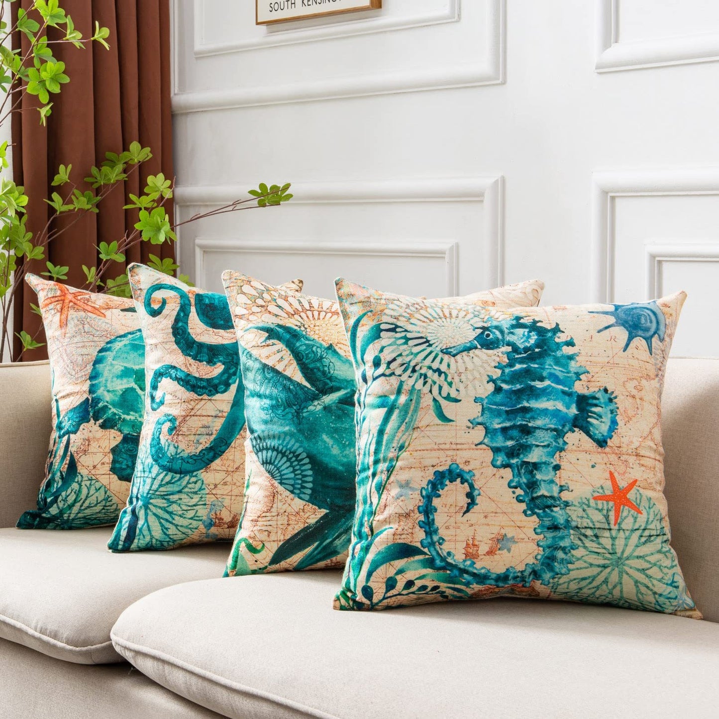 Sea Turtle Printed Cushion Covers – Decorative Throw Pillow Cases for Sofa & Home Décor