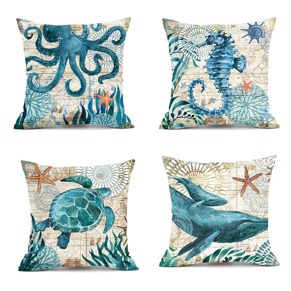 Sea Turtle Printed Cushion Covers – Decorative Throw Pillow Cases for Sofa & Home Décor