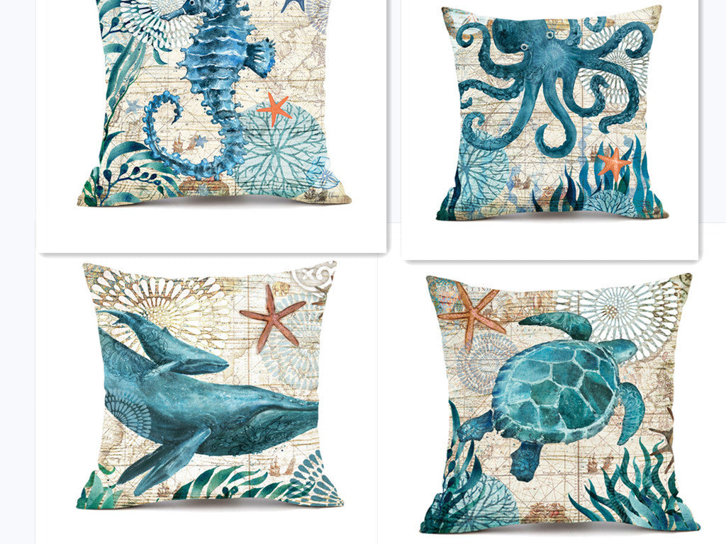 Sea Turtle Printed Cushion Covers – Decorative Throw Pillow Cases for Sofa & Home Décor