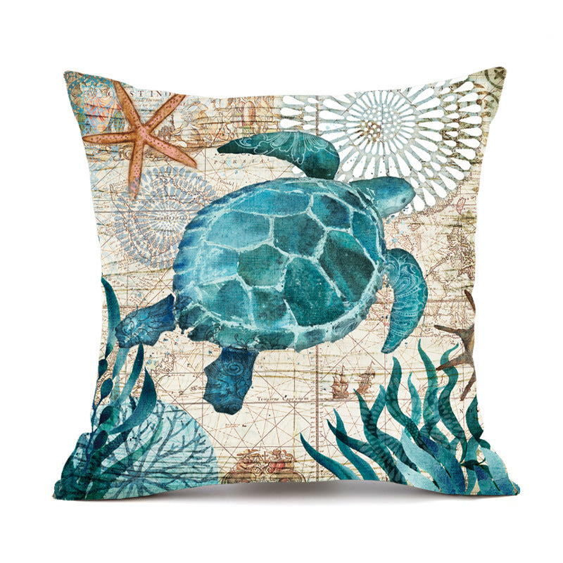 Sea Turtle Printed Cushion Covers – Decorative Throw Pillow Cases for Sofa & Home Décor