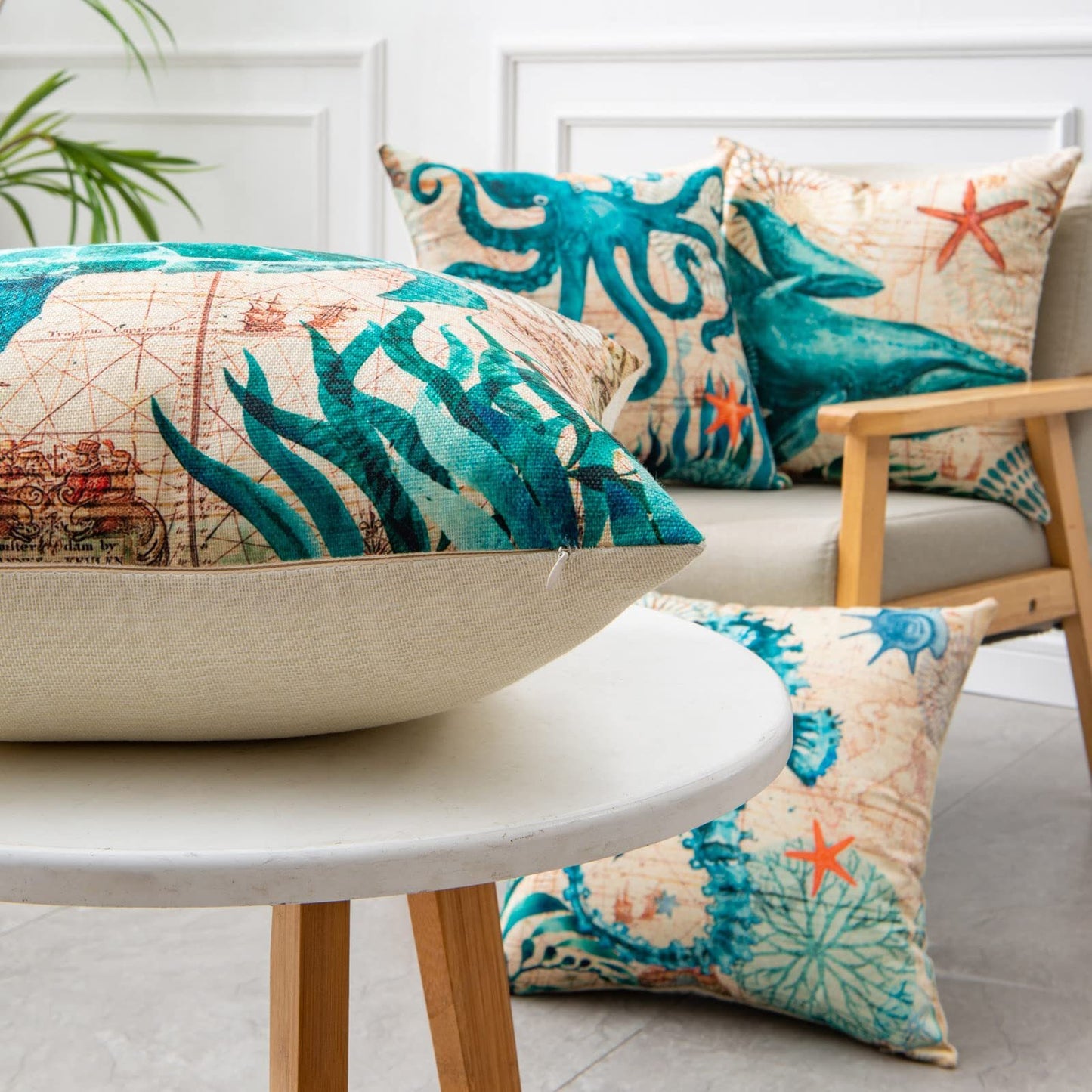 Sea Turtle Printed Cushion Covers – Decorative Throw Pillow Cases for Sofa & Home Décor
