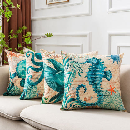 Sea Turtle Printed Cushion Covers – Decorative Throw Pillow Cases for Sofa & Home Décor