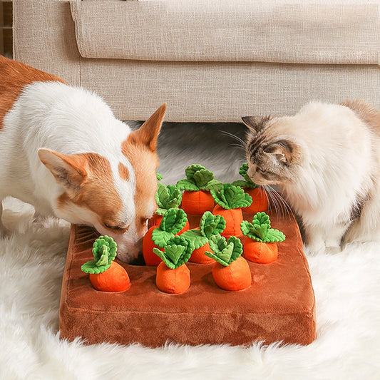 Carrot Plush Dog Toy – Interactive Vegetable Chew & Snuffle Mat for Dogs and Cats