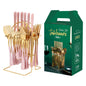 Gold Stainless Steel Dinnerware Set – Luxury Cutlery Set with Storage Rack