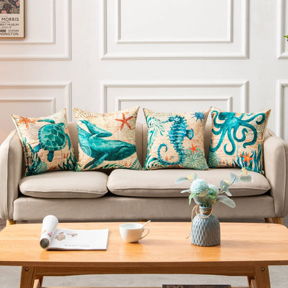 Sea Turtle Printed Cushion Covers – Decorative Throw Pillow Cases for Sofa & Home Décor