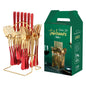 Gold Stainless Steel Dinnerware Set – Luxury Cutlery Set with Storage Rack