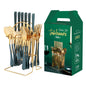 Gold Stainless Steel Dinnerware Set – Luxury Cutlery Set with Storage Rack