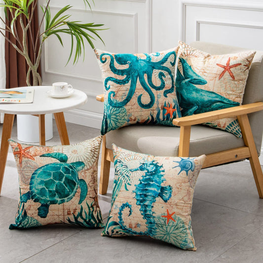 Sea Turtle Printed Cushion Covers – Decorative Throw Pillow Cases for Sofa & Home Décor